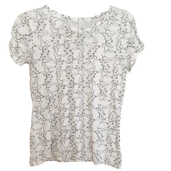 Grateful Dead White Grey 2018 Dancing Bears Print Tee XS Indie Sleaze - Picture 1 of 4